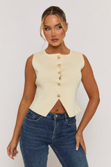 Cream Knitted Square Neck Waistcoat - Karyn