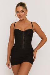Black Lace Back Boned Corset Top - Aleks