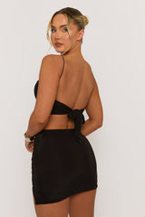 Black Strappy Tie Back Mini Dress - Misty