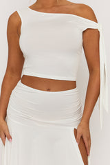 White Tie Shoulder Hanky Hem Skirt Co-ord Set - Alla