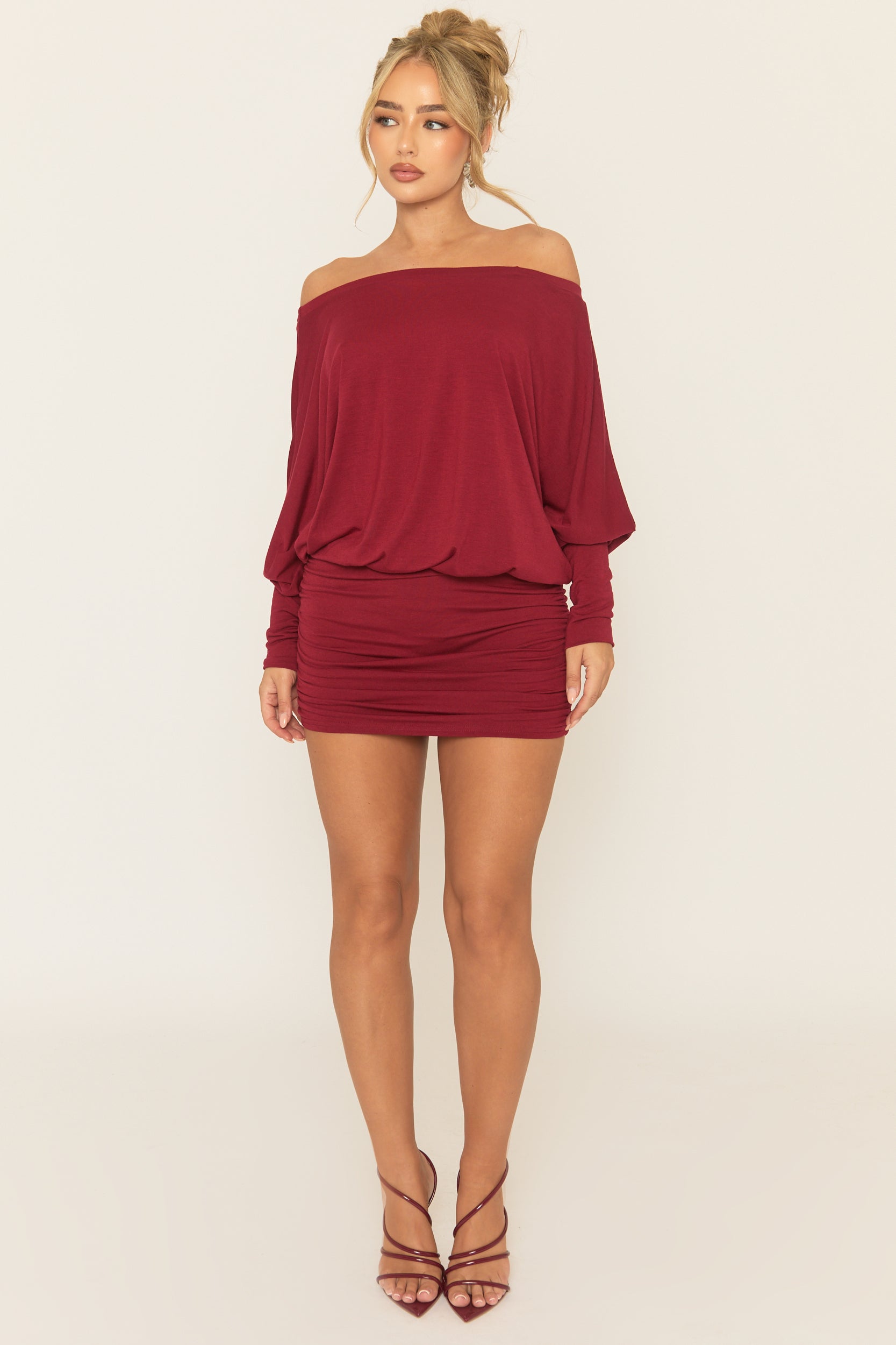 Wine Batwing Bardot Mini Dress | Dresses | Rebellious Fashion Wine Batwing Bardot Mini Dress | Dresses | Rebellious Fashion