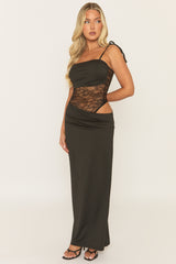Black Lace Insert Maxi Dress - Adriene