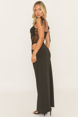 Black Lace Insert Maxi Dress - Adriene