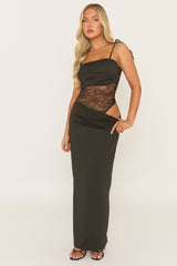 Black Lace Insert Maxi Dress - Adriene