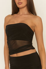 Black Bandeau Mesh Insert Cut Out Mini Dress - Arlee