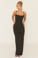 Black Gathered Bust Maxi Dress - Cameron
