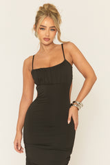 Black Gathered Bust Maxi Dress - Cameron