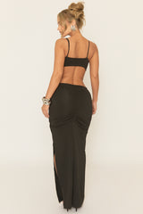 Black Gathered Bust Maxi Dress - Cameron