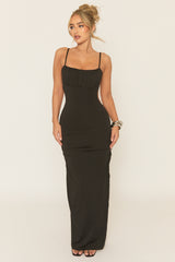 Black Gathered Bust Maxi Dress - Cameron