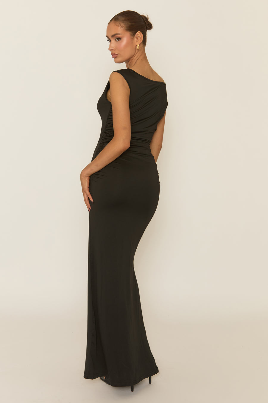 Black Asymmetric Trim Detail Maxi Dress - Nikky