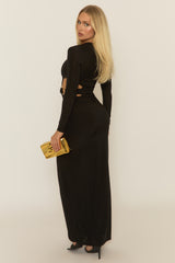Black Cut Out Trim Detail Maxi Dress - Finn