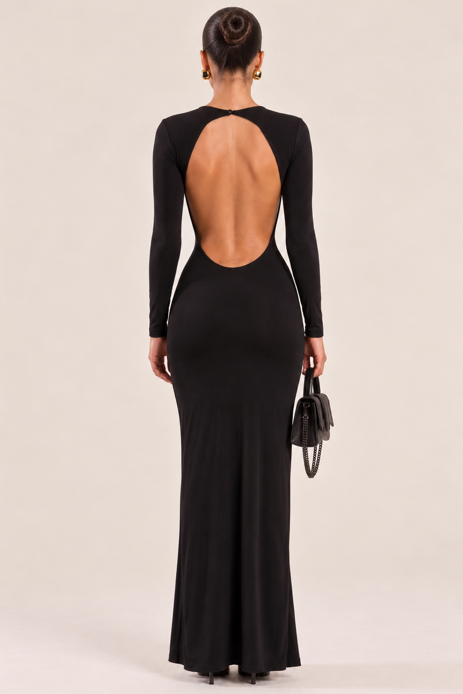 Black Open Back Maxi Dress - Eshar