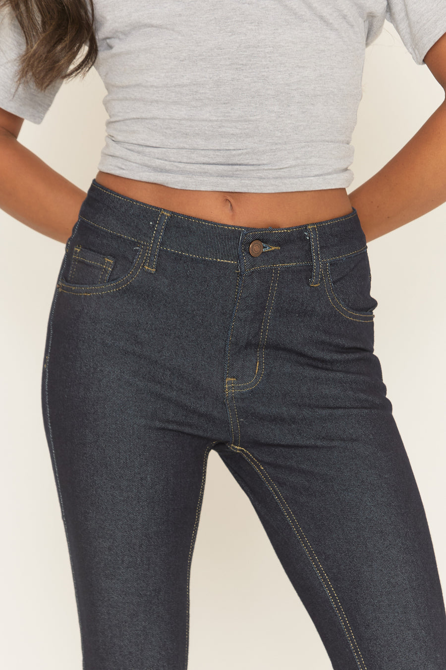 Indigo Stretch Denim Flare Jeans - Sorcha