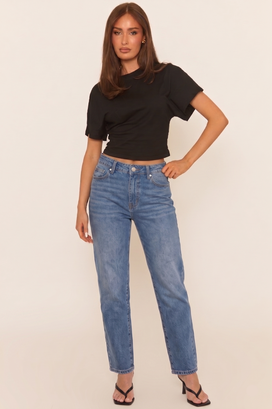 Mid Blue Washed Mom Jeans - Kerrie