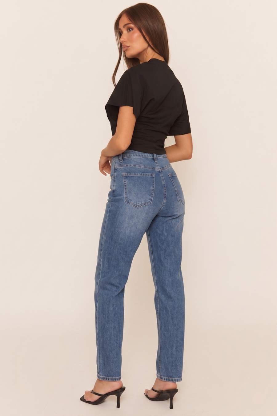 Mid Blue Washed Mom Jeans - Kerrie