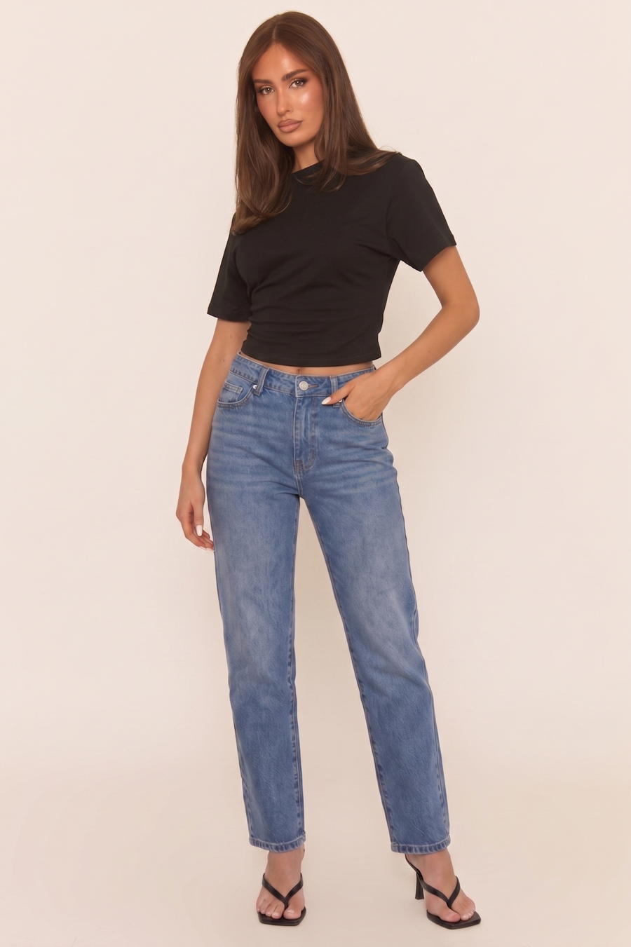 Mid Blue Washed Mom Jeans - Kerrie