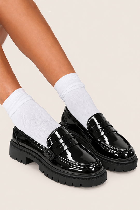 Black Patent Chunky Loafers - Ivetta