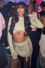 Sage Knot Detail Crop Top & Mini Skirt Set - Isabel