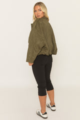 Khaki Suede Bomber Jacket - Imane