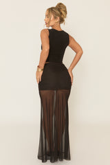 Black Twist Front Top And Maxi Skirt Co-Ord Set - Loreen