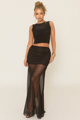Black Twist Front Top And Maxi Skirt Co-Ord Set - Loreen