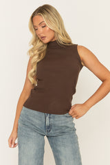Chocolate Fine Knit Racer Top - Murphy