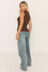 Chocolate Fine Knit Racer Top - Murphy