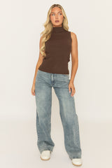 Chocolate Fine Knit Racer Top - Murphy