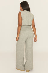 Grey Knitted Vest and Trouser Loungewear Co-ord Set - Aziel