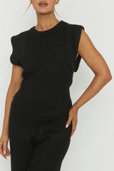 Black Knitted Vest and Trouser Loungewear Co-ord Set - Aziel