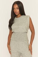 Grey Knitted Vest and Trouser Loungewear Co-ord Set - Aziel