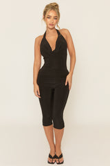 Black Double Slinky Capri Leggings - Kelsia