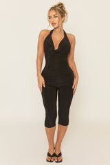 Black Double Slinky Capri Leggings - Kelsia
