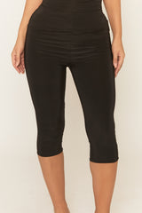 Black Double Slinky Capri Leggings - Kelsia