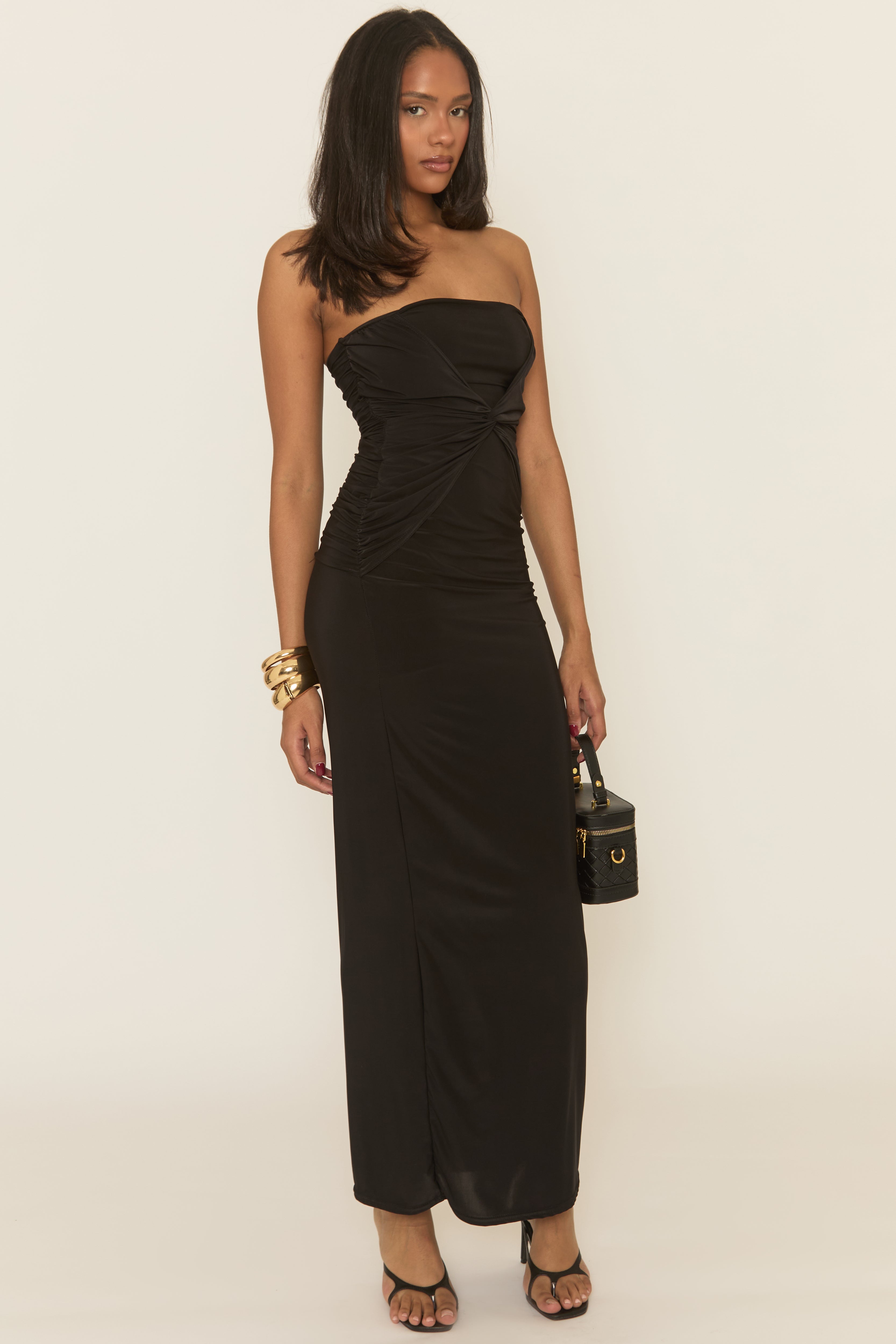 Black Twist Front Bandeau Maxi Dress | Dresses | Rebellious Fashion Black Twist Front Bandeau Maxi Dress | Dresses | Rebellious Fashion