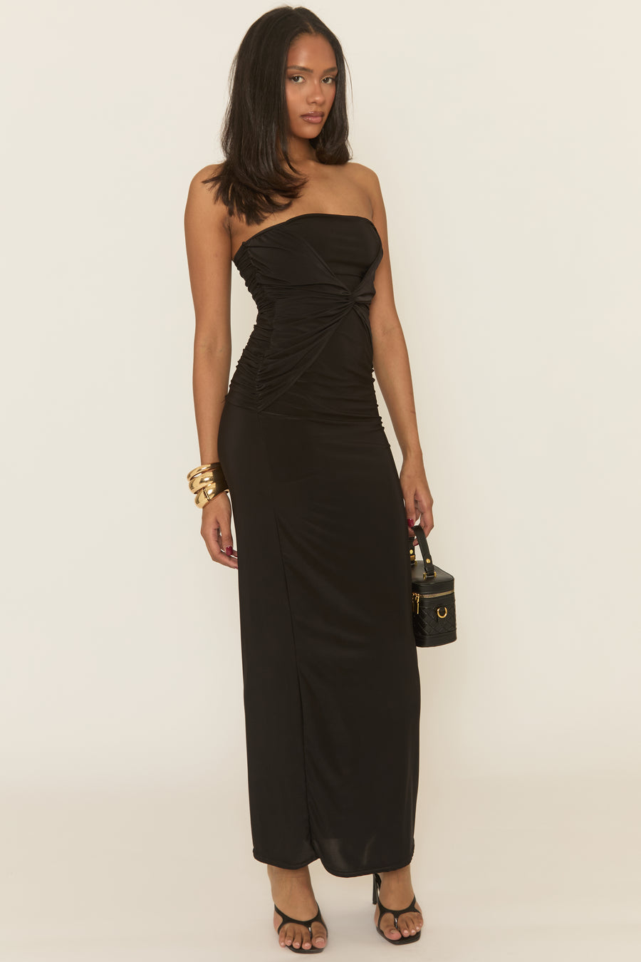 Black Twist Front Bandeau Maxi Dress | Dresses | Rebellious Fashion Black Twist Front Bandeau Maxi Dress | Dresses | Rebellious Fashion