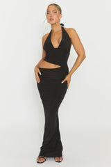 Black Halterneck Cut Out Maxi Dress - Briyan