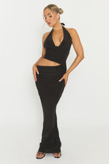 Black Halterneck Cut Out Maxi Dress - Briyan