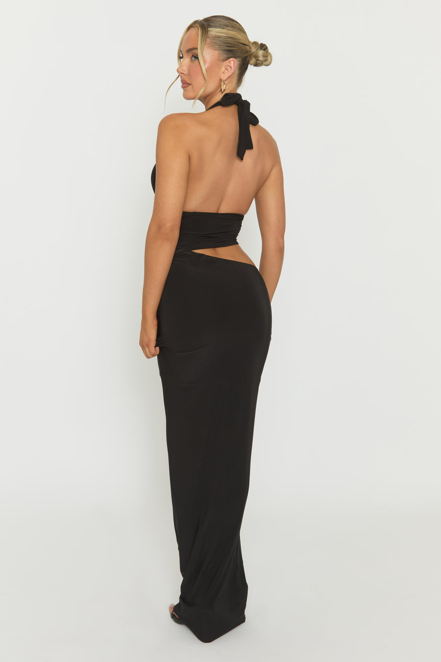 Black Halterneck Cut Out Maxi Dress - Briyan
