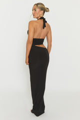 Black Halterneck Cut Out Maxi Dress - Briyan