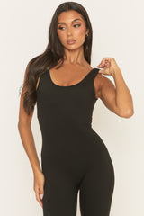 Black Yoga Flare Activewear Unitard - Kayleen