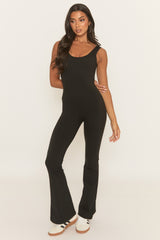 Black Yoga Flare Activewear Unitard - Kayleen