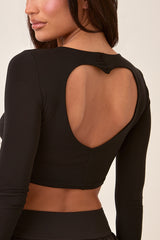Black Heart Cut Out Back Long Sleeve Top - Annika