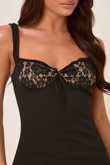 Black Lace Bust A Line Mini Dress - Debbie