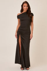 Black Off Shoulder Maxi Dress - Petra