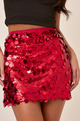 Red Disc Sequin Mini Skirt - Coco