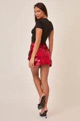 Red Disc Sequin Mini Skirt - Coco
