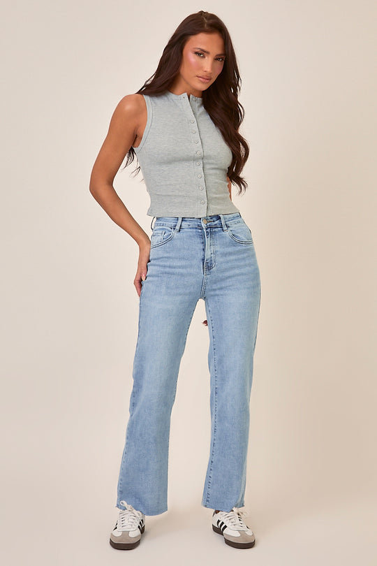 Petite Light Blue Stretch Straight Leg Jeans - Scarlett