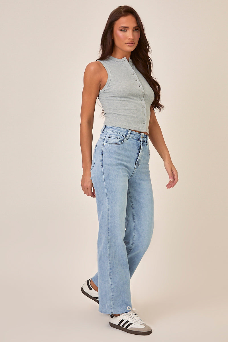 Petite Light Blue Stretch Straight Leg Jeans - Scarlett