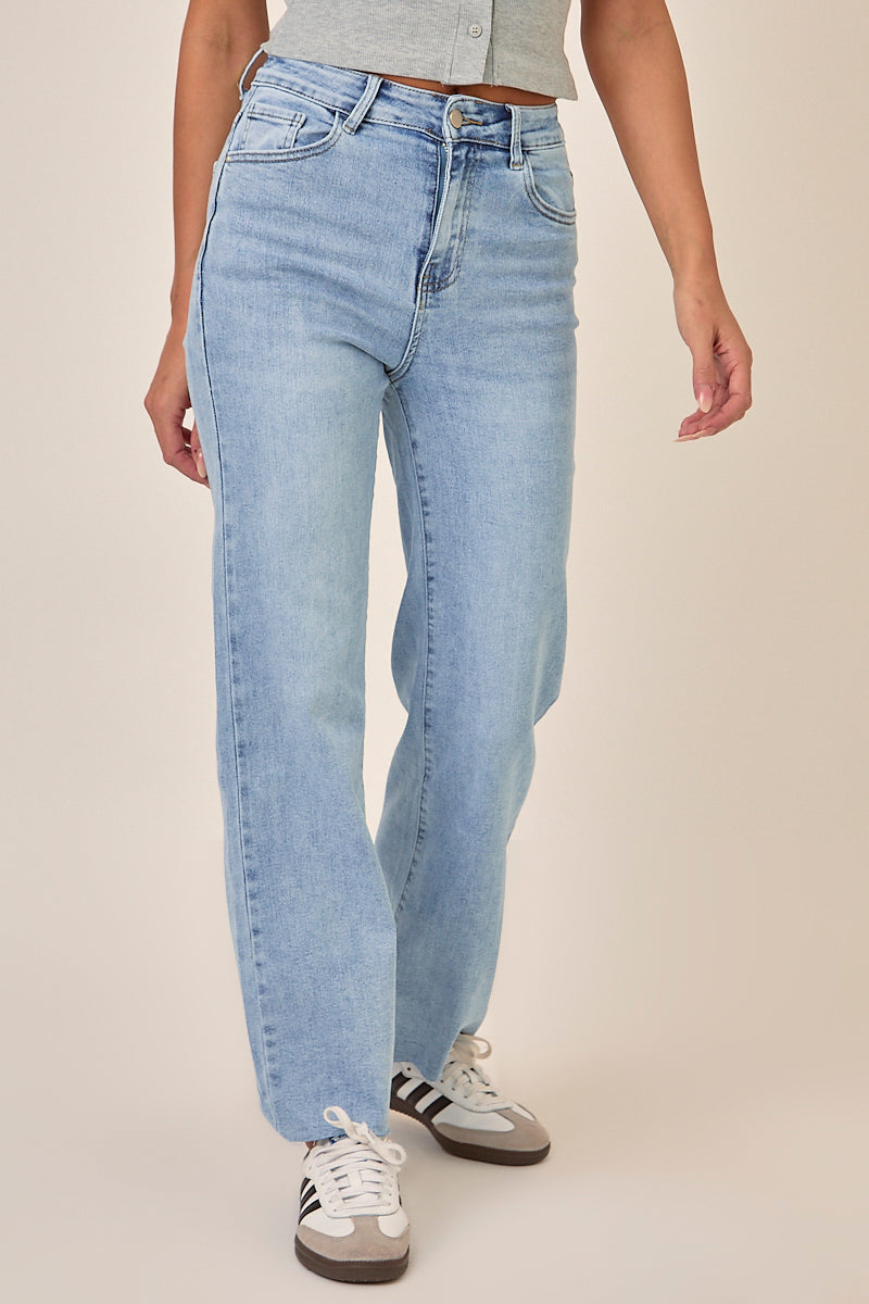 Petite Light Blue Stretch Straight Leg Jeans - Scarlett